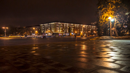 central square in the evening. camera on the ground.