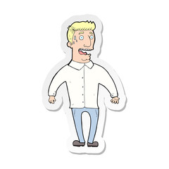 sticker of a cartoon nervous man