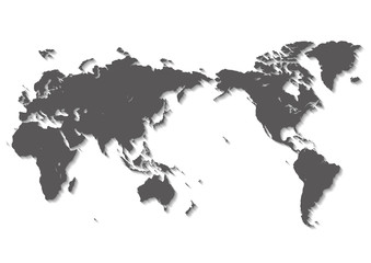 白色の背景と黒い世界地図