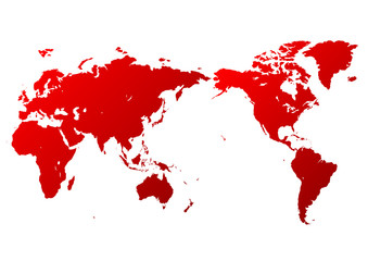 白色の背景と赤いグラデーション世界地図