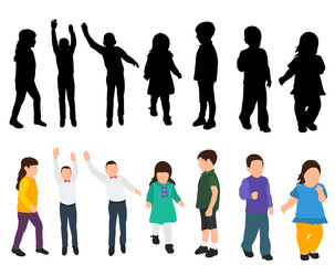 children silhouettes set