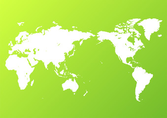 緑色の背景グラデーションと白い世界地図