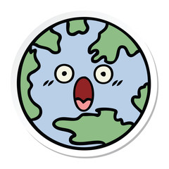 sticker of a cute cartoon planet earth