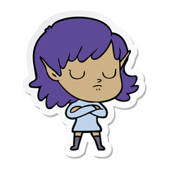 sticker of a cartoon elf girl