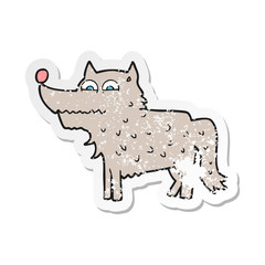 retro distressed sticker of a cartoon dog