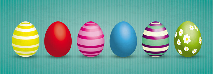Colored Easter Eggs Vintage Banner