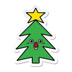 sticker of a cute cartoon christmas tree