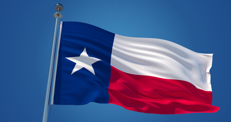 Fototapeta na wymiar Texas flag in the wind, 3d illustration