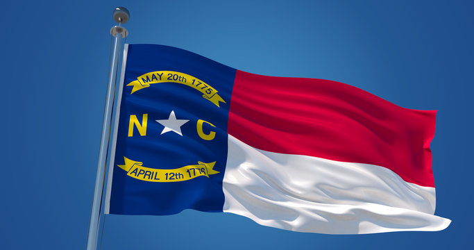 North Carolina flag in the wind, 3d illustration