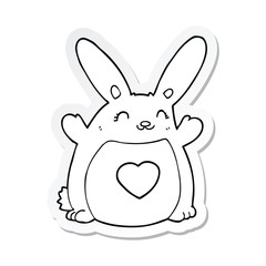 sticker of a cartoon rabbit with love heart