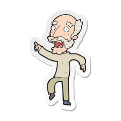 sticker of a cartoon frightened old man