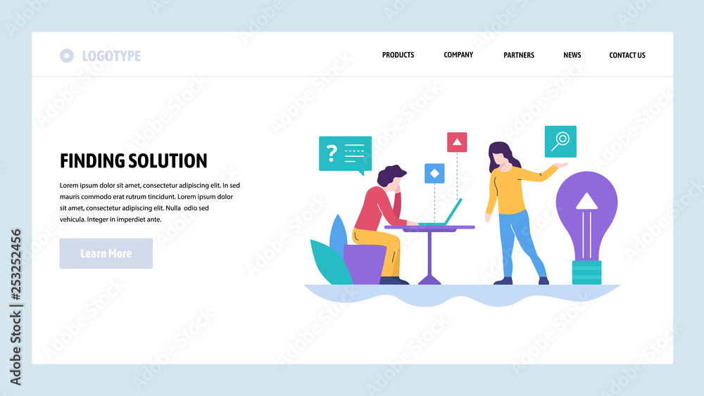 Poster vector web site design template. business solution and new creative idea. landing page concepts for 