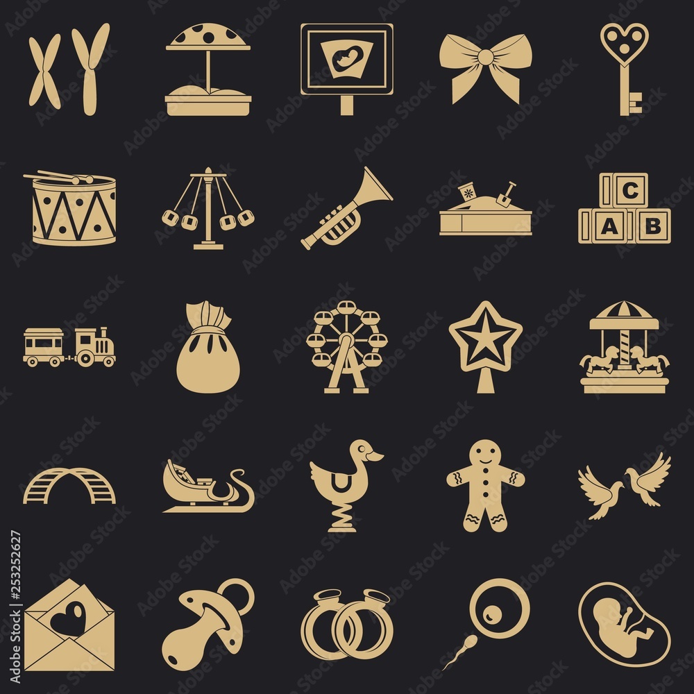 Poster bairn icons set. simple set of 25 bairn vector icons for web for any design