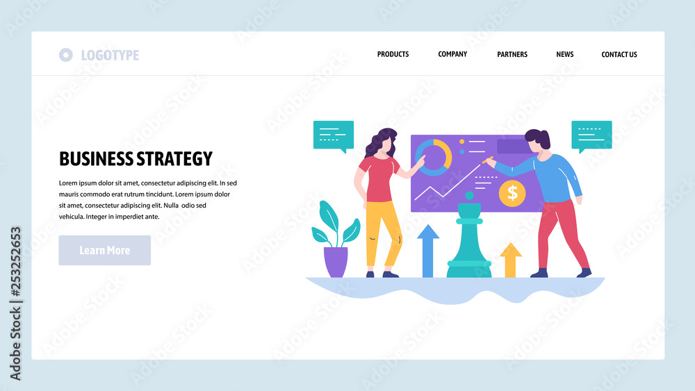 Poster vector web site design template. business strategy and financial consulting. marketing plan and busi