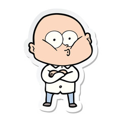 Obraz premium sticker of a cartoon bald man staring