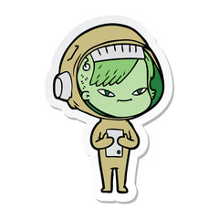 sticker of a cartoon astronaut woman