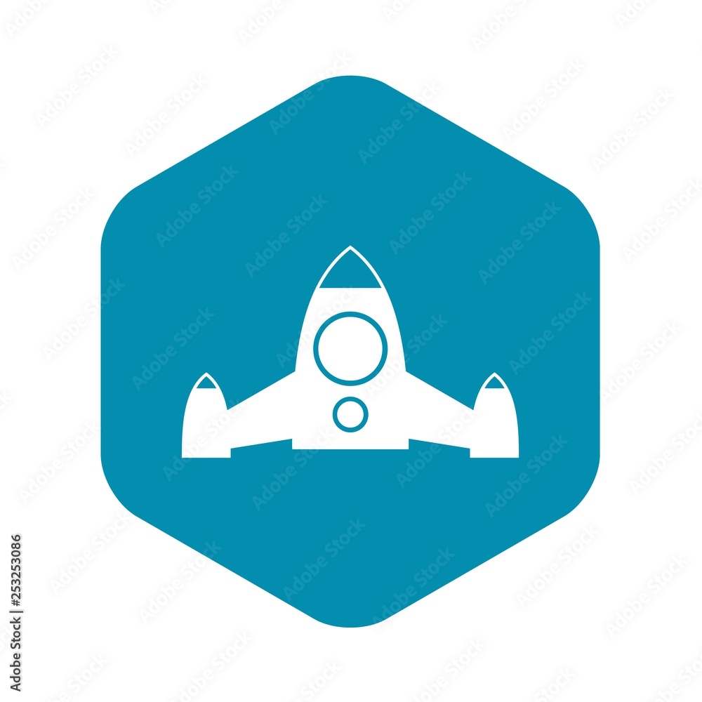 Poster rocket icon in simple style for any design