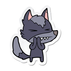 sticker of a angry wolf cartoon