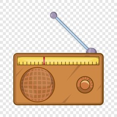 Brown retro style radio receiver icon in cartoon style on a background for any web design 