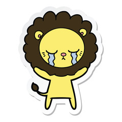 sticker of a crying cartoon lion