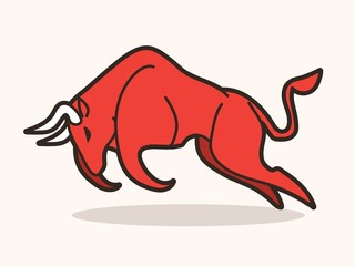 Bull charging, Bull attack graphic vector
