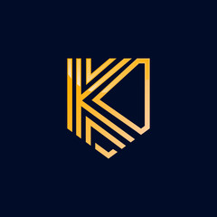 Abstract line  initial letter K shield logo design template