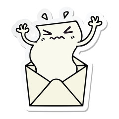 sticker of a quirky hand drawn cartoon letter and envelope