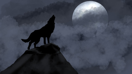 wolf howling at moon © murat