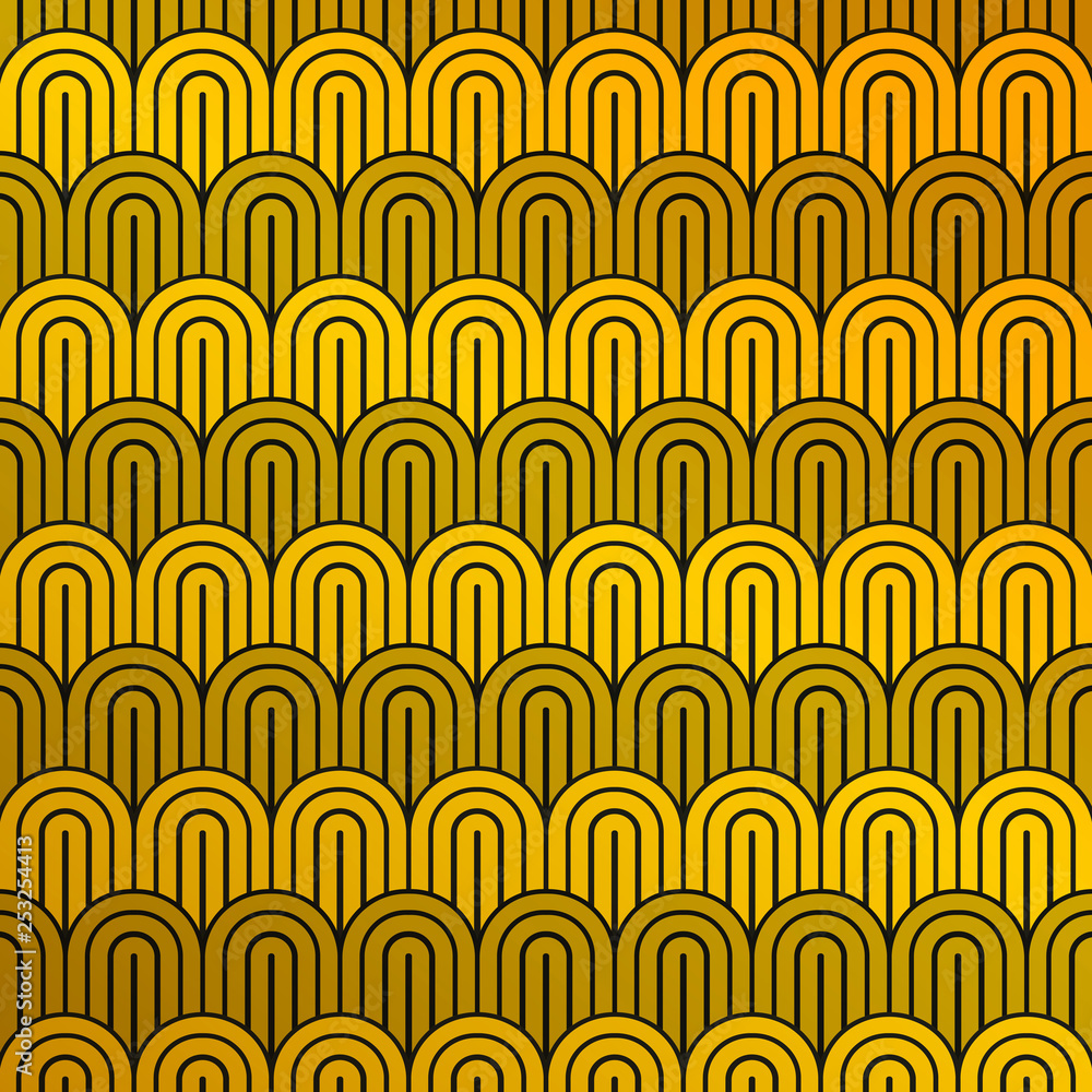 Aufkleber abstract luxury mustard yellow and black pattern of circle pattern background. you can use for ad, p