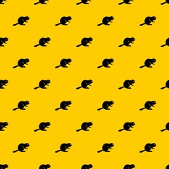 Fototapeta na wymiar Canadian beaver pattern seamless vector repeat geometric yellow for any design