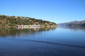 Fototapeta na wymiar small fishing village on the lake