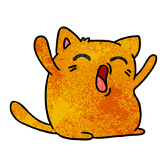 textured cartoon of cute kawaii cat