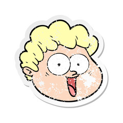 distressed sticker of a cartoon male face