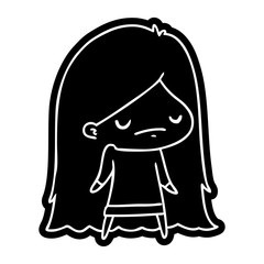 cartoon icon of a cute kawaii girl