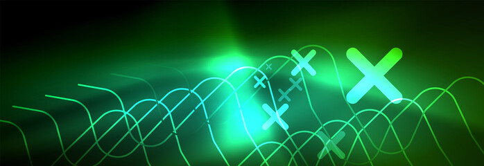 Shiny neon lights background, techno design, modern wallpaper for your project