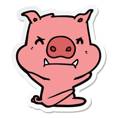 sticker of a angry cartoon pig throwing tantrum