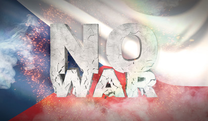 No war concept. Flag of Czech Republic. Waved highly detailed fabric texture. 3D illustration.