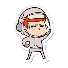 sticker of a cartoon stressed astronaut