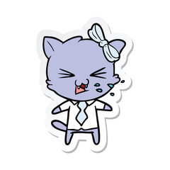 Fototapeta na wymiar sticker of a cartoon cat