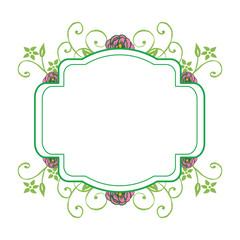 Vector illustration frame wreath pink and green leaves for greeting card hand drawn