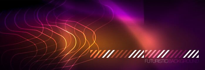 Glowing neon abstract lines, techno futuristic template