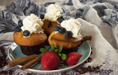 homemade blueberry muffins with fresh berries