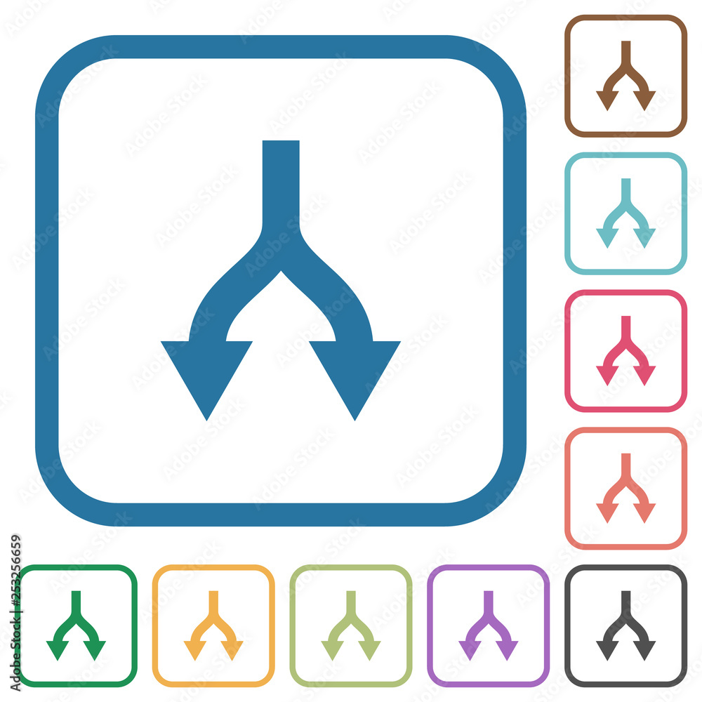 Poster split arrows down simple icons