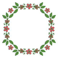 Fototapeta premium Vector illustration elegant green leaf floral frame with design template for card hand drawn