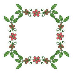 Vector illustration elegant green leaf floral frame with design template for card hand drawn