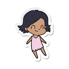 sticker of a cartoon friendly girl