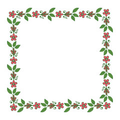 Vector illustration elegant green leaf floral frame with design template for card hand drawn