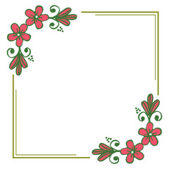 Fototapeta na wymiar Vector illustration elegant green leaf floral frame with design template for card hand drawn