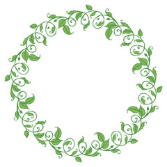 Vector illustration design artwork green leaf orange flowers frames bloom hand drawn