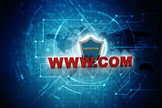 3d rendering WWW.com with shield